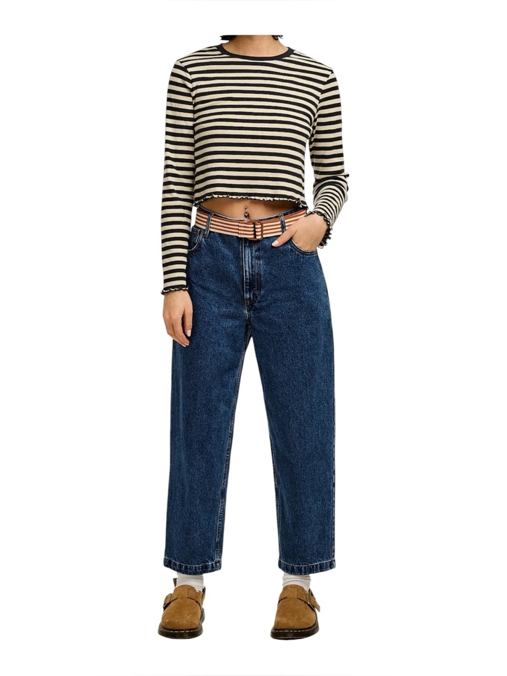 Lucy & Yak Drew Jeans Cropped Straight Leg Size 26 Organic Cotton Mid Wash New